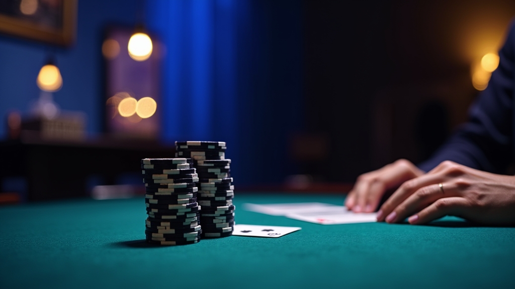 Live dealer table with bonus chips and wagering visuals in a dark casino setting