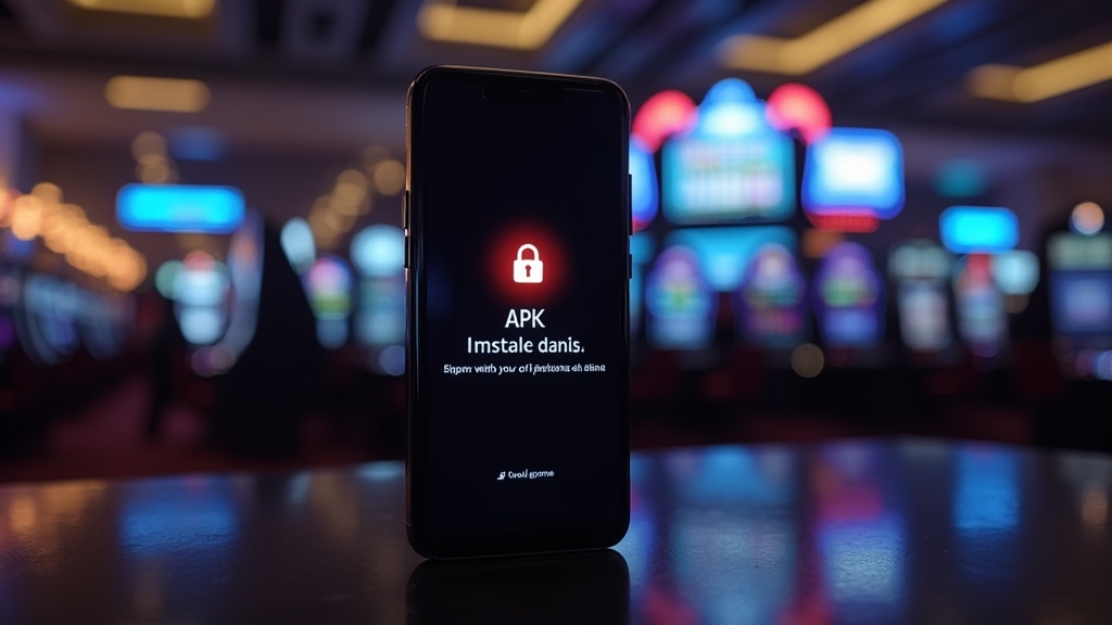 Android phone showing a casino APK installation prompt