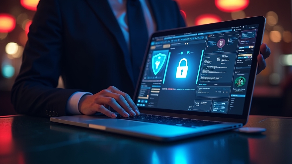 Secure payment screen with shield and locked card details in a casino setting
